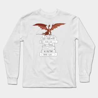 YA fantasy book stack and dragon Long Sleeve T-Shirt